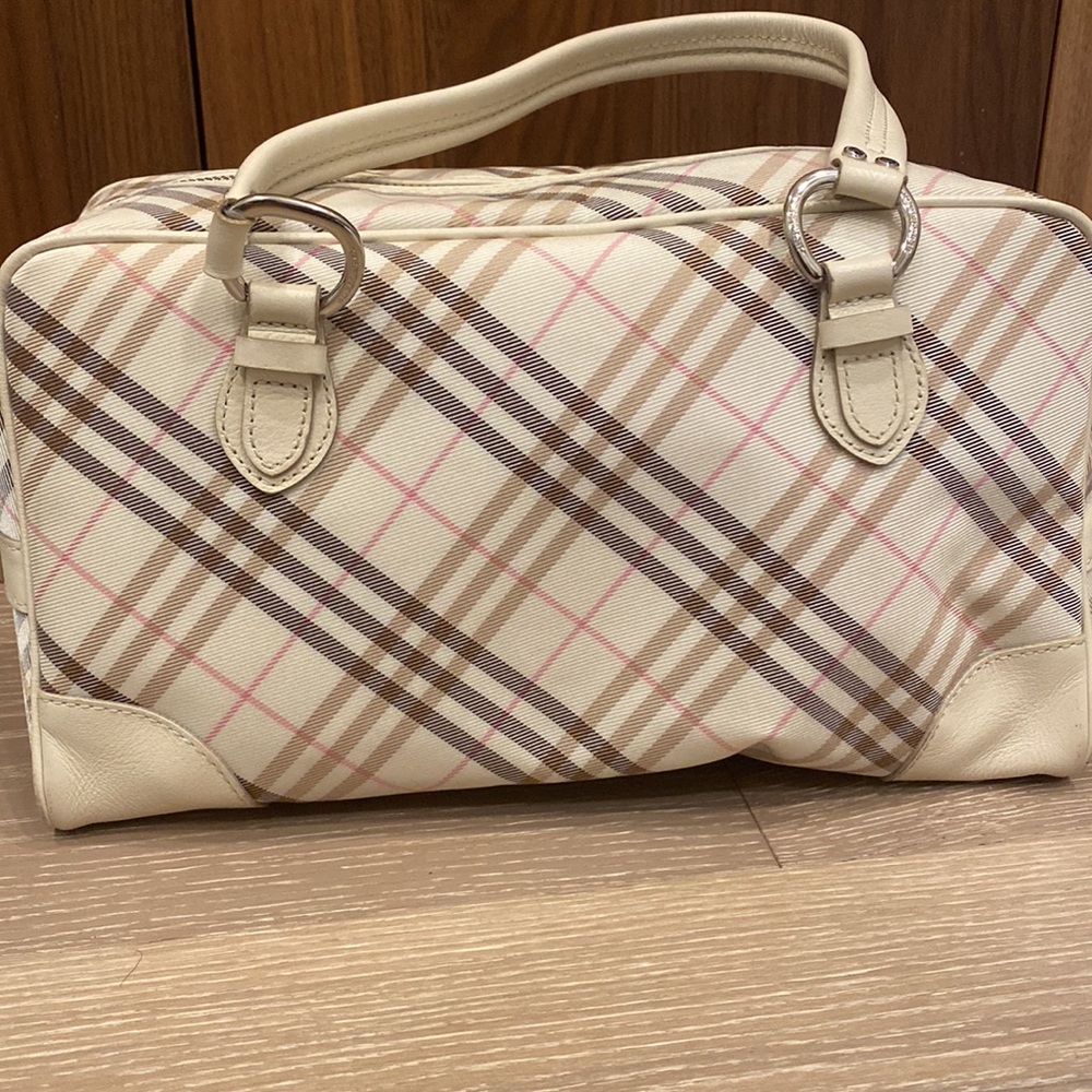 AUTHENTIC BURBERRY LONDON BLUE LABEL Nylon Canvas Leather Ivory Shoulder mint - Picture 2 of 9
